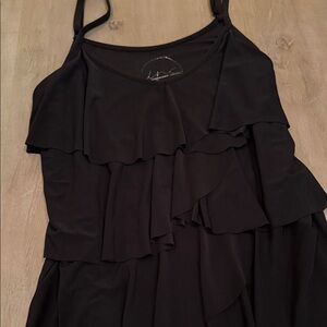 INC International Concepts Black Layered Ruffle Top